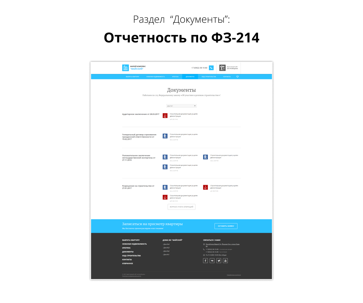 Адаптивный сайт жилого комплекса