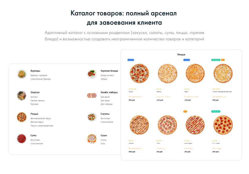 INTEC.Food - магазин доставки еды, суши, пиццы с корзиной и оплатой. Сайт для ресторанов и кафе