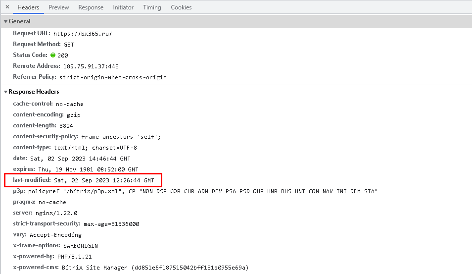 BX365: Установка и настройка Last Modified, 304 Not Modified