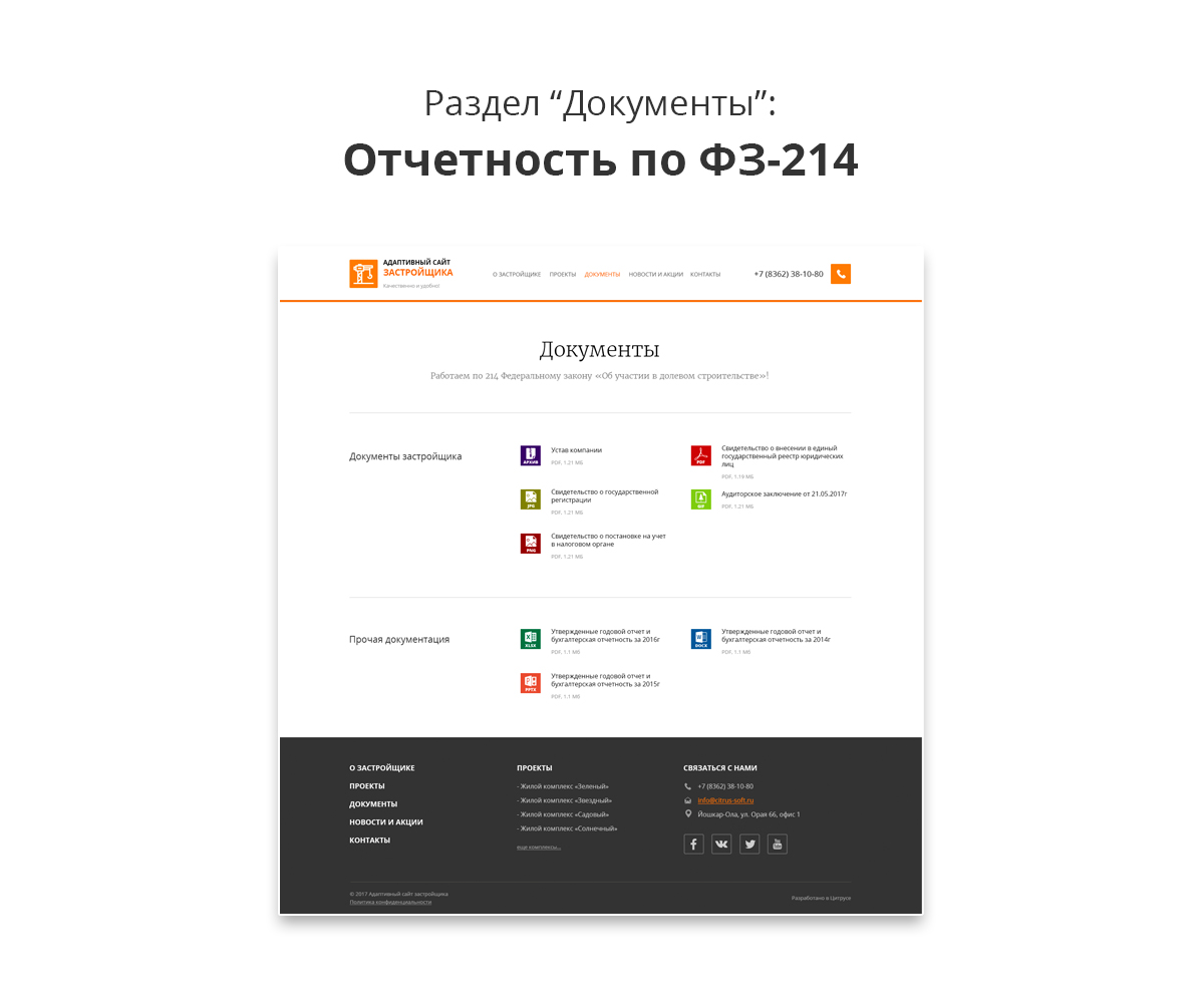 Адаптивный сайт застройщика (строительной компании) АСЗ