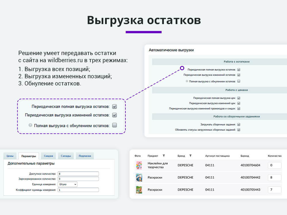 Интеграция с Wildberries (Вайлдберриз: карточки товара, остатки, цены, сборочные задания, поставки)