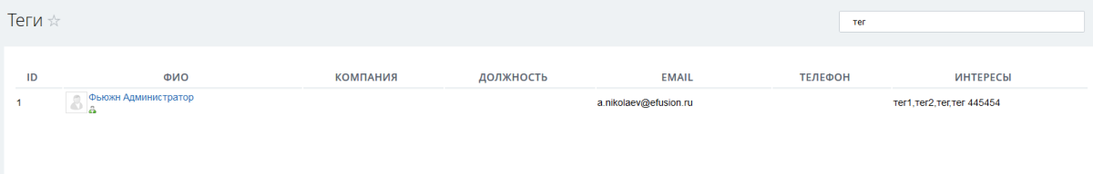 Fusion: Теги пользователя