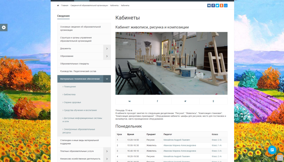 SIMAI: Сайт художественной школы – адаптивный с версией для слабовидящих