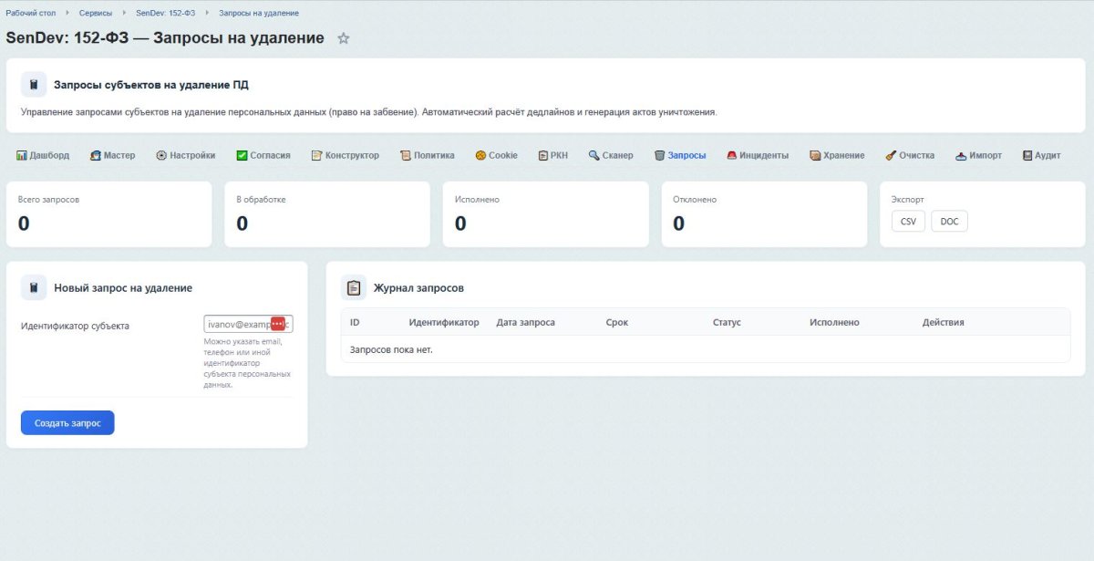 SenDev: 152-ФЗ Персональные данные