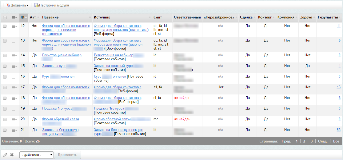 AmoCRM — интеграция с инфоблоками, веб-формами и почтовыми событиями